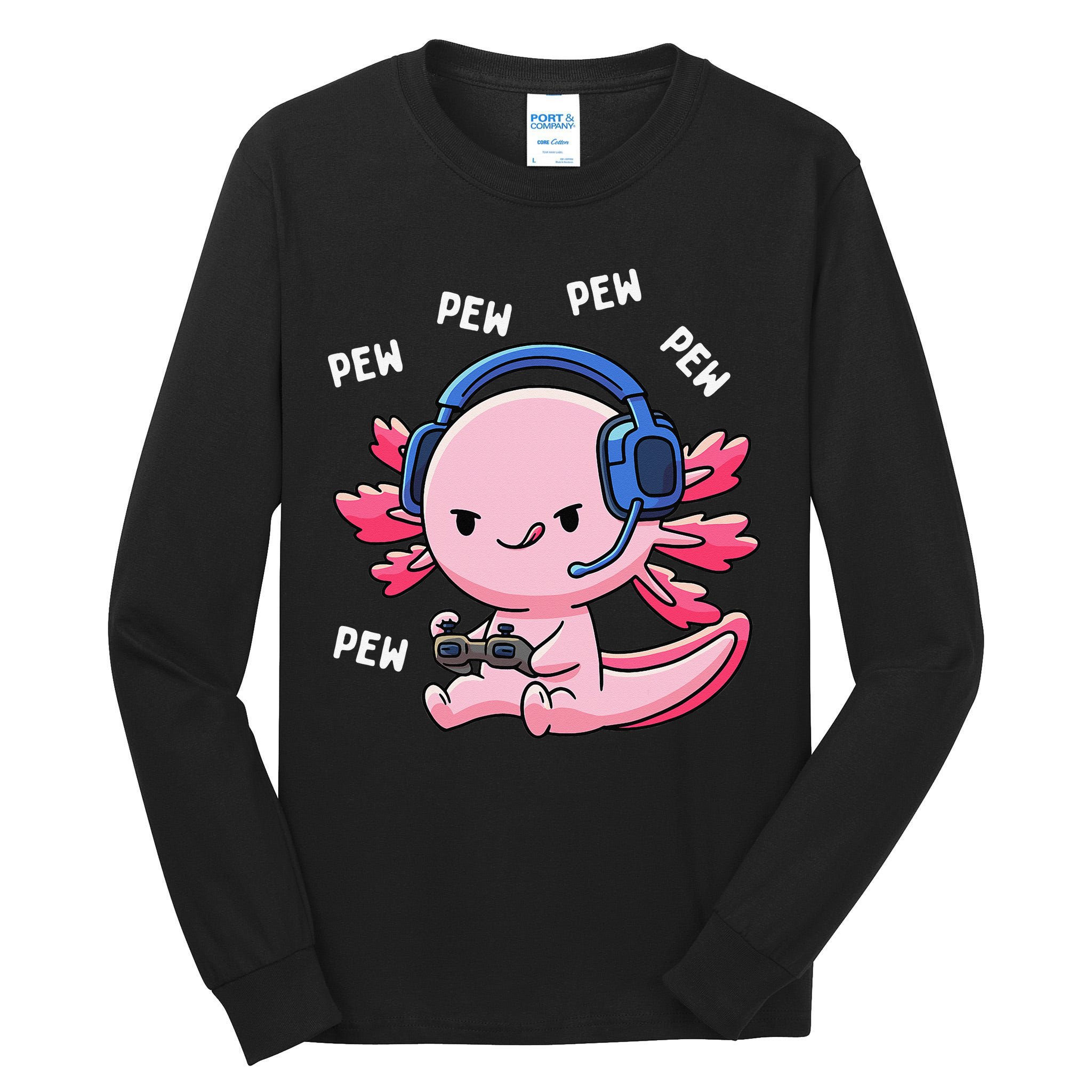 Axolotl Gaming Anime Video Game Pew Gamer Tall Long Sleeve T-Shirt