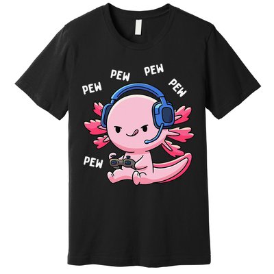 Axolotl Gaming Anime Video Game Pew Gamer Premium T-Shirt