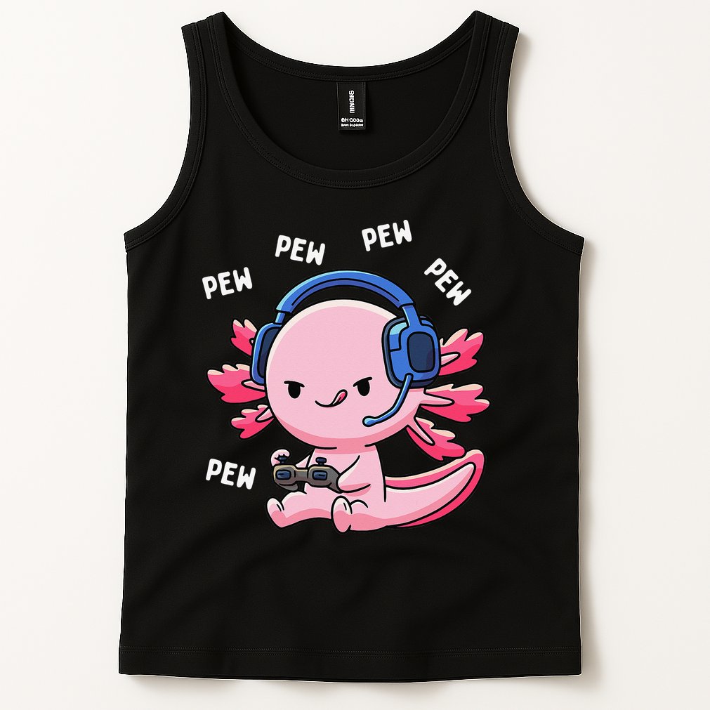 Axolotl Gaming Anime Video Game Pew Gamer Tank Top