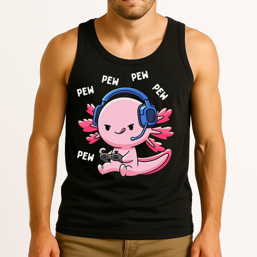 Axolotl Gaming Anime Video Game Pew Gamer Tank Top