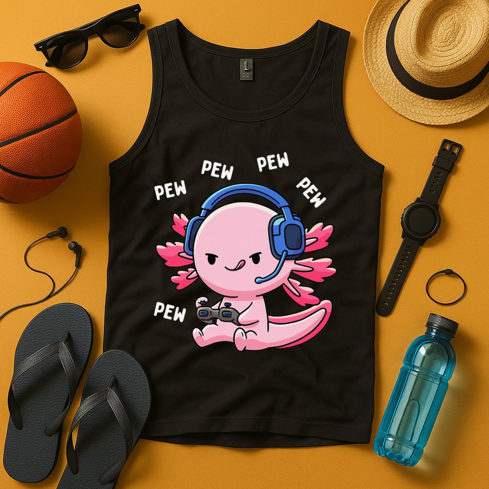 Axolotl Gaming Anime Video Game Pew Gamer Tank Top