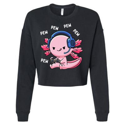 Axolotl Gaming Anime Video Game Pew Gamer Cropped Pullover Crew