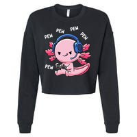 Axolotl Gaming Anime Video Game Pew Gamer Cropped Pullover Crew