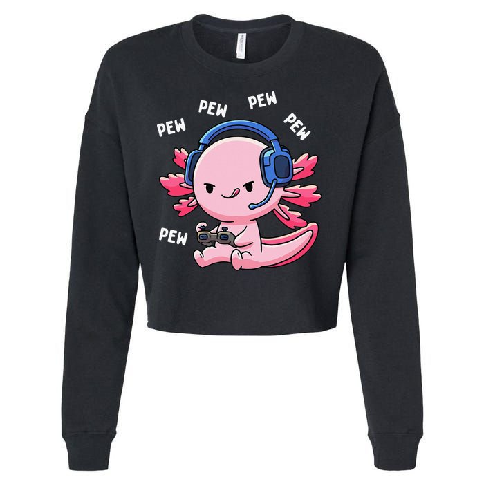 Axolotl Gaming Anime Video Game Pew Gamer Cropped Pullover Crew