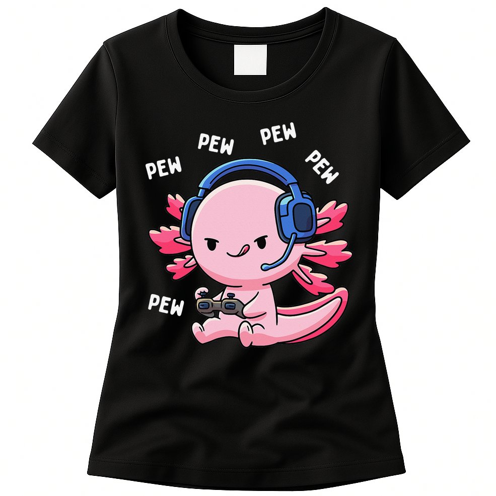 Axolotl Gaming Anime Video Game Pew Gamer Womens T-Shirt