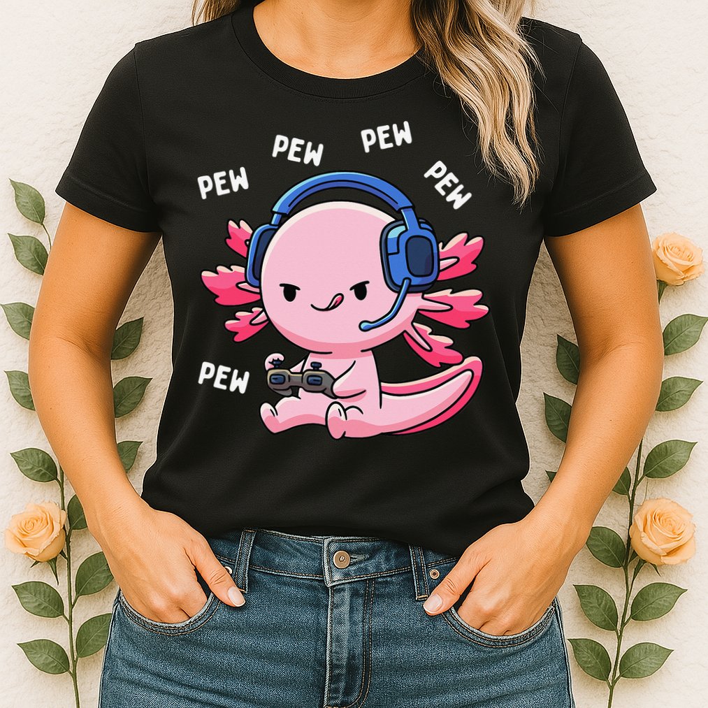 Axolotl Gaming Anime Video Game Pew Gamer Womens T-Shirt