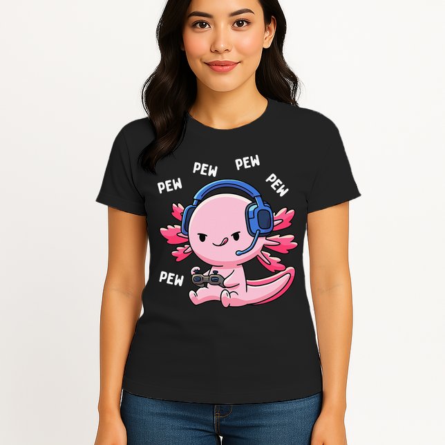 Axolotl Gaming Anime Video Game Pew Gamer Womens T-Shirt