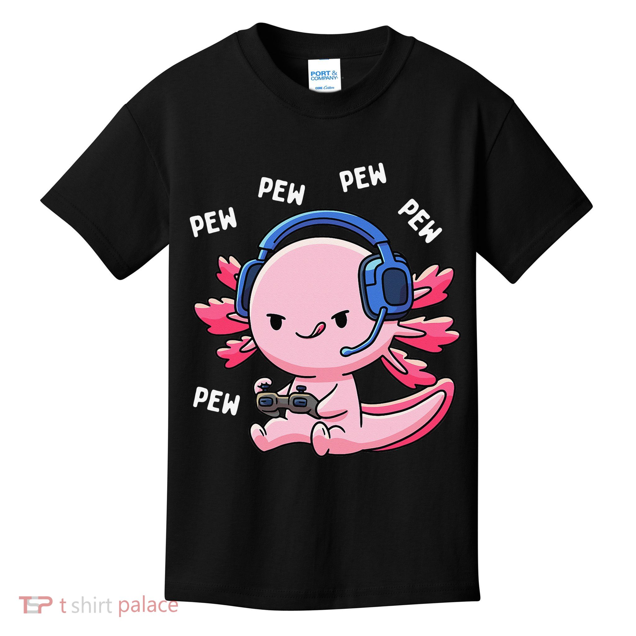 Axolotl Gaming Anime Video Game Pew Gamer Kids T-Shirt