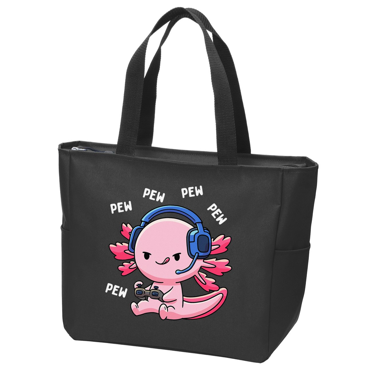 Axolotl Gaming Anime Video Game Pew Gamer Zip Tote Bag