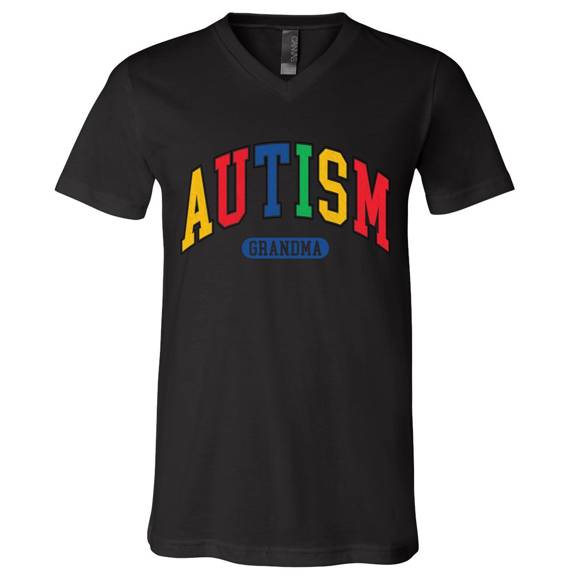 Autism Grandma Autism Awareness Family Matching V-Neck T-Shirt