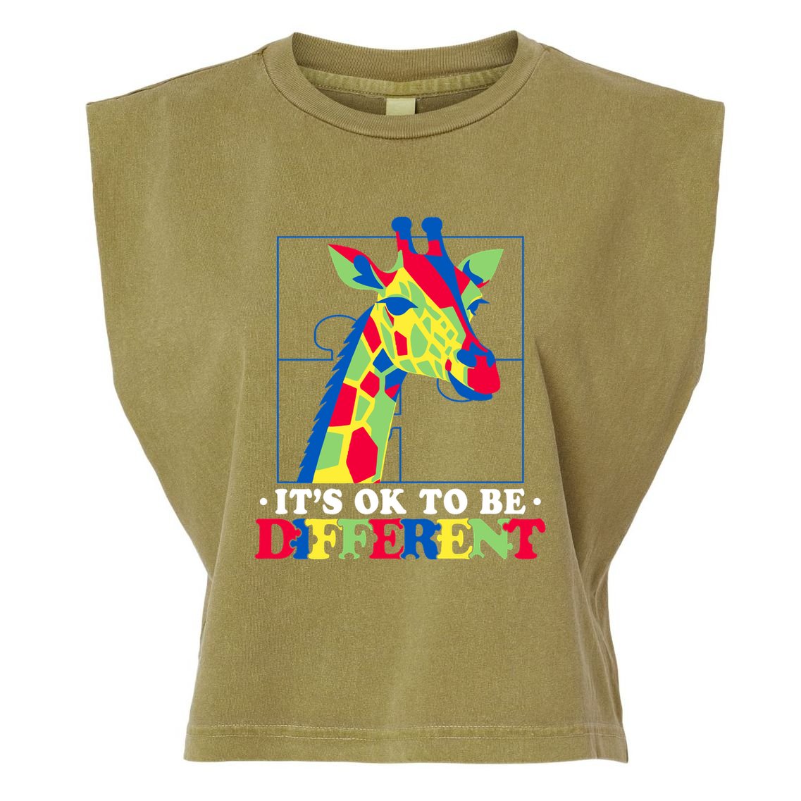 Autism Giraffe Garment-Dyed Women's Muscle Tee