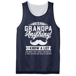 Ask Grandpa Anything Funny Gift Smart Fathers Day Mesh Reversible Basketball Jersey Tank