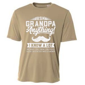 Ask Grandpa Anything Funny Gift Smart Fathers Day Cooling Performance Crew T-Shirt