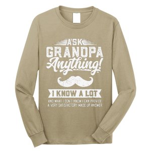 Ask Grandpa Anything Funny Gift Smart Fathers Day Long Sleeve Shirt