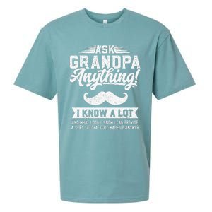 Ask Grandpa Anything Funny Gift Smart Fathers Day Sueded Cloud Jersey T-Shirt