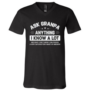 Ask Grandpa Anything I Know A Lot Funny Father's Day V-Neck T-Shirt