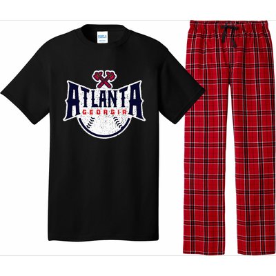 Atlanta Georgia Atl Vintage Baseball Retro Throwback Pajama Set