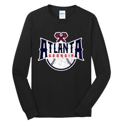 Atlanta Georgia Atl Vintage Baseball Retro Throwback Tall Long Sleeve T-Shirt