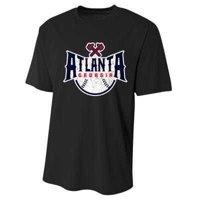 Atlanta Georgia Atl Vintage Baseball Retro Throwback Performance Sprint T-Shirt