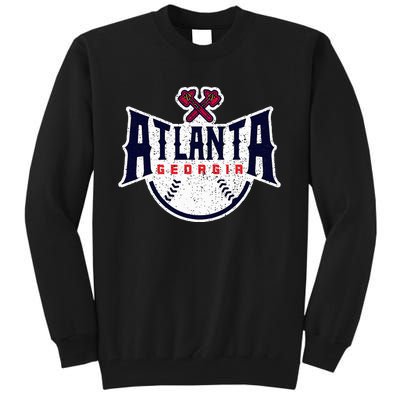 Atlanta Georgia Atl Vintage Baseball Retro Throwback Tall Sweatshirt