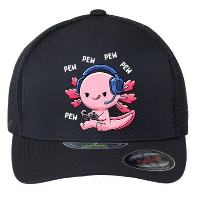 Axolotl Gaming Anime Video Game Pew Gamer Flexfit Unipanel Trucker Cap