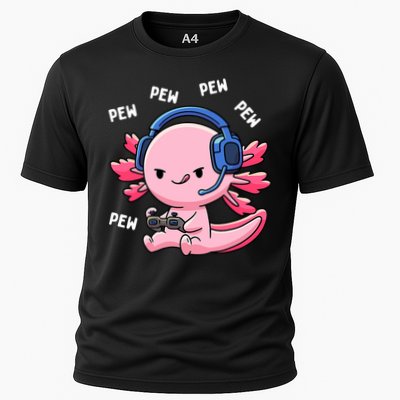 Axolotl Gaming Anime Video Game Pew Gamer Cooling Performance Crew T-Shirt