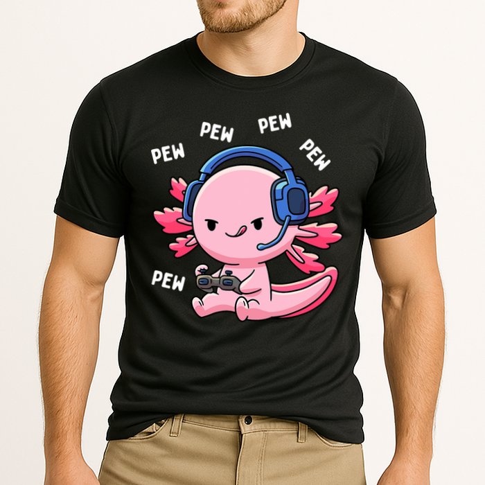 Axolotl Gaming Anime Video Game Pew Gamer Cooling Performance Crew T-Shirt