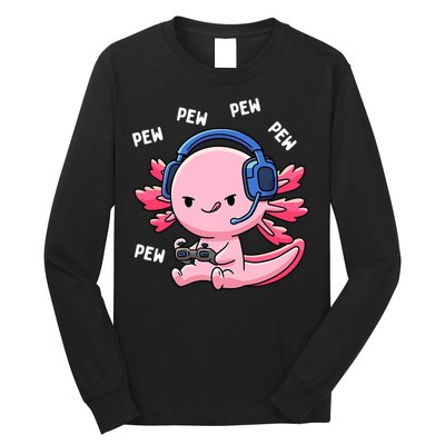 Axolotl Gaming Anime Video Game Pew Gamer Long Sleeve Shirt