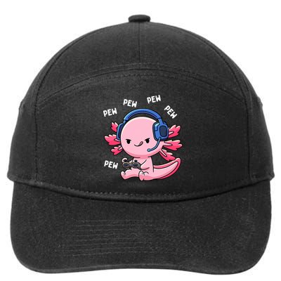 Axolotl Gaming Anime Video Game Pew Gamer 7-Panel Snapback Hat