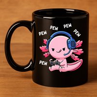 Axolotl Gaming Anime Video Game Pew Gamer 11oz C Handle Ceramic Mug