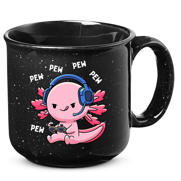 Axolotl Gaming Anime Video Game Pew Gamer 15oz Campfire Ceramic Mug