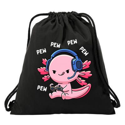 Axolotl Gaming Anime Video Game Pew Gamer Drawstring Bag