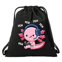 Axolotl Gaming Anime Video Game Pew Gamer Drawstring Bag