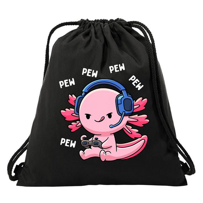 Axolotl Gaming Anime Video Game Pew Gamer Drawstring Bag