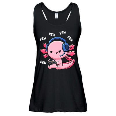 Axolotl Gaming Anime Video Game Pew Gamer Ladies Essential Flowy Tank