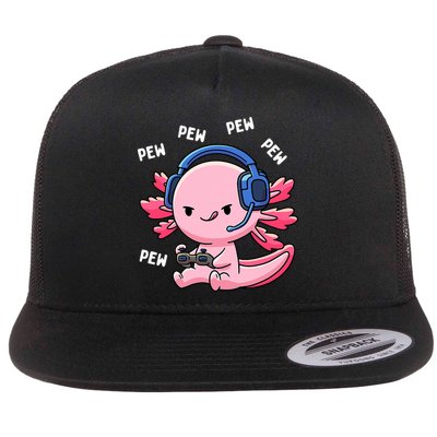 Axolotl Gaming Anime Video Game Pew Gamer Flat Bill Trucker Hat