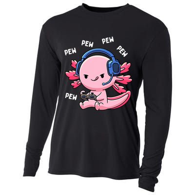 Axolotl Gaming Anime Video Game Pew Gamer Cooling Performance Long Sleeve Crew