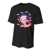 Axolotl Gaming Anime Video Game Pew Gamer Youth Performance Sprint T-Shirt