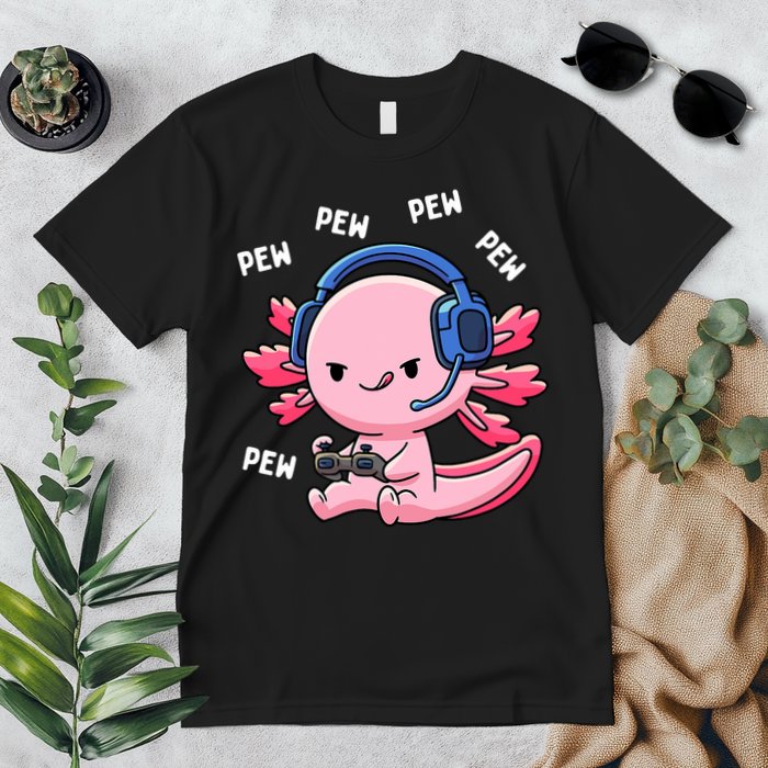 Axolotl Gaming Anime Video Game Pew Gamer Premium T-Shirt