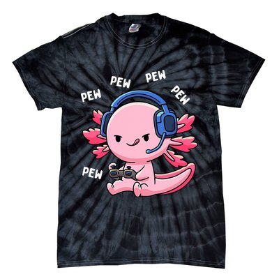 Axolotl Gaming Anime Video Game Pew Gamer Tie-Dye T-Shirt