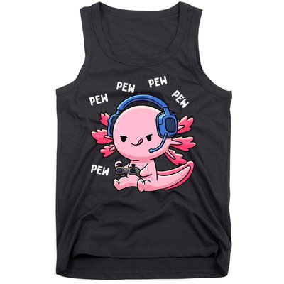 Axolotl Gaming Anime Video Game Pew Gamer Tank Top