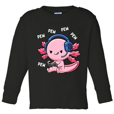 Axolotl Gaming Anime Video Game Pew Gamer Toddler Long Sleeve Shirt