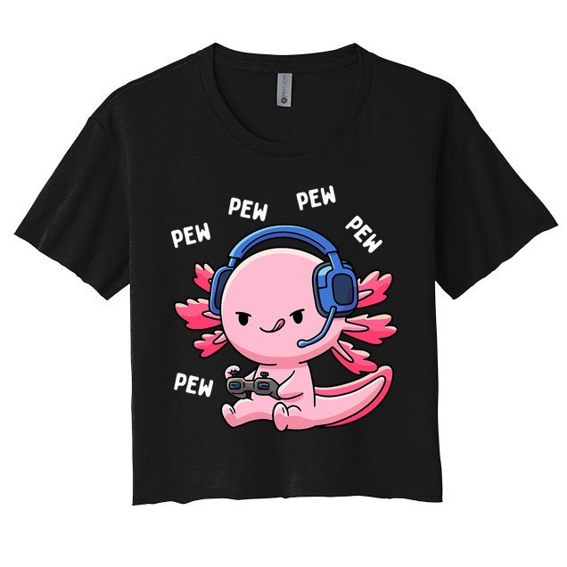 Axolotl Gaming Anime Video Game Pew Gamer Women's Crop Top Tee