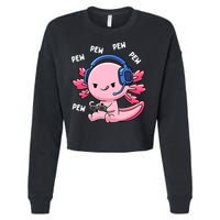 Axolotl Gaming Anime Video Game Pew Gamer Cropped Pullover Crew
