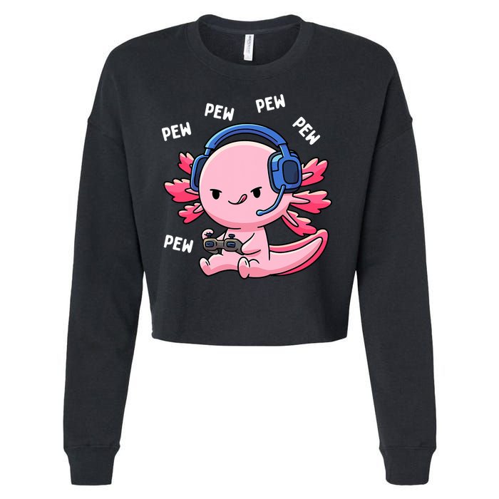 Axolotl Gaming Anime Video Game Pew Gamer Cropped Pullover Crew