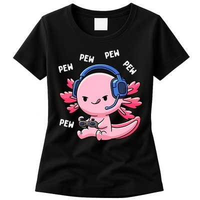 Axolotl Gaming Anime Video Game Pew Gamer Womens T-Shirt