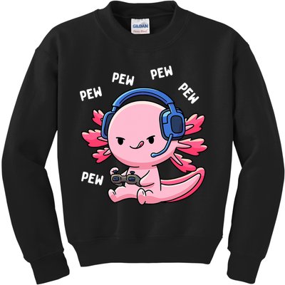 Axolotl Gaming Anime Video Game Pew Gamer Kids Sweatshirt