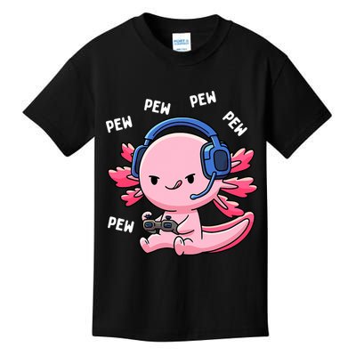 Axolotl Gaming Anime Video Game Pew Gamer Kids T-Shirt