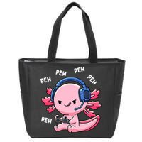 Axolotl Gaming Anime Video Game Pew Gamer Zip Tote Bag