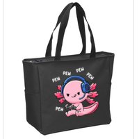 Axolotl Gaming Anime Video Game Pew Gamer Zip Tote Bag